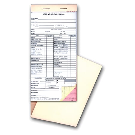 Asp Used Vehicle Appraisal Book, 4 1/4" X 8 1/2", 3 Part, 1 Bk (25 Per Bk) 8334